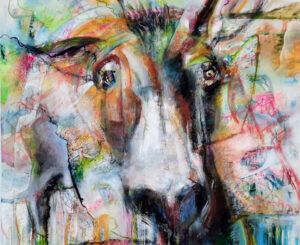Painting by Dimitris Fousekis from the series of works/studies "Mules" - 2022, oil on canvas, 120x100 cm